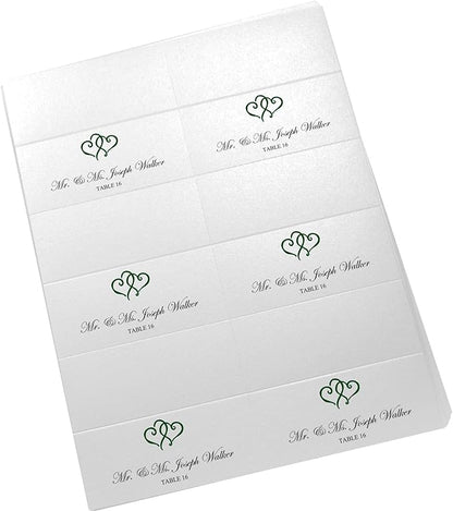 Linked Hearts Printable Place Cards, Hunter Green (Choose Color), Set of 60 (10 Sheets), Laser & Inkjet Printers - Wedding, Party, Dinner, and Special Events - Made in the USA