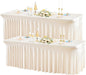 Wish Care 2 Pack Ivory Spandex Table Clothes for 4 Foot Rectangle Tables, 4FT Wrinkle Free Fitted Tablecloths Ruffles Design Table Cover for Party, Banquet, Wedding and Events