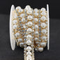 Jerler Rhinestone Trim Applique 1 Yard 2 Rows Crystal Chain Banding Diamond Inlaid White Pearl Beaded Rhinestones for Crafts Clothing and Bridal Embellishments Wedding Ideas Christmas Decorations