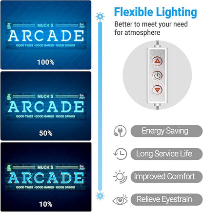 Custom Arcade Neon Sign for Wall Decor, Personalized LED Neon Name Sign, Dimmable Customized Arcade Light Up Signs for Playroom Gaming Zone Man Cave Bedroom Decoration, Men Boy Gamer Birthday Gifts