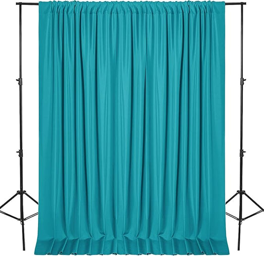 DWCN 10x7 FT Backdrop Curtains for Parties, Photography Backdrop Drapes with Rod Pockets for Wedding Decorations Stage Birthday Family Gatherings, 2 Panels 5ft x 7ft, Turquoise