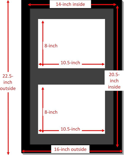 Creative Picture Frames 14X20Bk-B Black Vertical Double Diploma Frame With 2 Opening Black Mat, Holds 2-8.5X11-Inch Documents With Wall Hanger