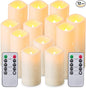 Waterproof Flickering Flameless Candles, Set of 12 Battery Operated Candles (D2.2'' x H4''5''6''7"), Outdoor Indoor Candles with 10-Key Timer Remote, Long Lasting