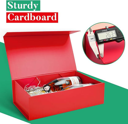 LIFELUM Red Gift Box 13.85 x 8.35 x 4.45 inch Large Gift Boxes with Magnetic Closure Luxury for Gifts Box Contains Card, Ribbon, Shredded Paper Filler Wedding, Christmas, Halloween, Birthday
