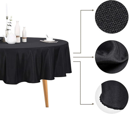 Ascoza 6pack 90 Inch Black Round Tablecloth in Polyester Fabric for Wedding/Banquet/Restaurant/Parties