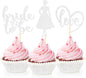 Sotpot 24PCS Bride to Be Cupcake Toppers with Heart Silver Glitter Dress Bridal Shower Cupcake Picks for Wedding Bridal Shower Wedding Engagement Party Cake Decorations