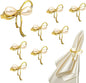 Gold Napkin Rings Set of 8 Pearl Bow Napkin Rings for Napkins,Rustic Napkin Ring Holders, Butterfly Knot Napkin Holders for Cloth Napkins,Christmas Bow Tie Napkin Ring for Dining Table Decor