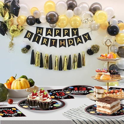 40Pcs 13th Birthday Decorations Officially a Teenager Party Decorations for Boys 13th Birthday Plates and Napkins, Suitable for 20 Guests