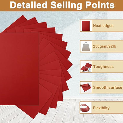 28 Sheets Christmas Red Cardstock 8.5 x 11 Craft Paper, 92lb Dark Red Card Stock for DIY Card Making, Thank You Cards, Wedding, Invitations, Birthday