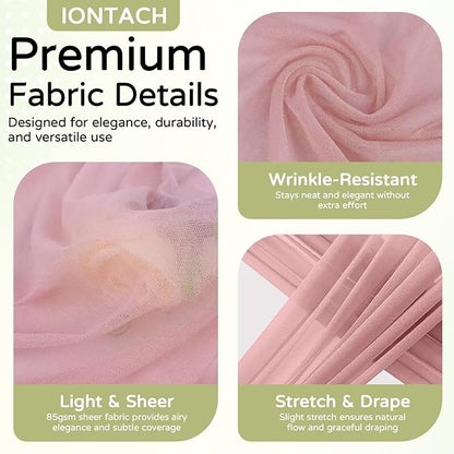 Wedding Arch Draping Fabric 29" x 19Ft Sheer Drapes for Backdrop Wedding Ceremony Reception Ceiling Decor Curtain Baby Bridal Shower Decoration (Dusty Rose, 3 Panels)
