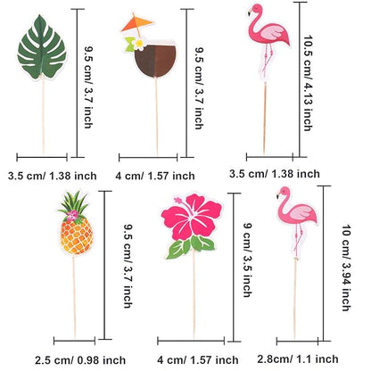 Luau Cupcake Toppers Tropical?Cake Decorations Hawaiian Toothpicks Sticks with Flamingo Pineapple Palm Leaves Shape Picks for Summer Beach Theme Party Favors Supplies, 6 Styles (144)