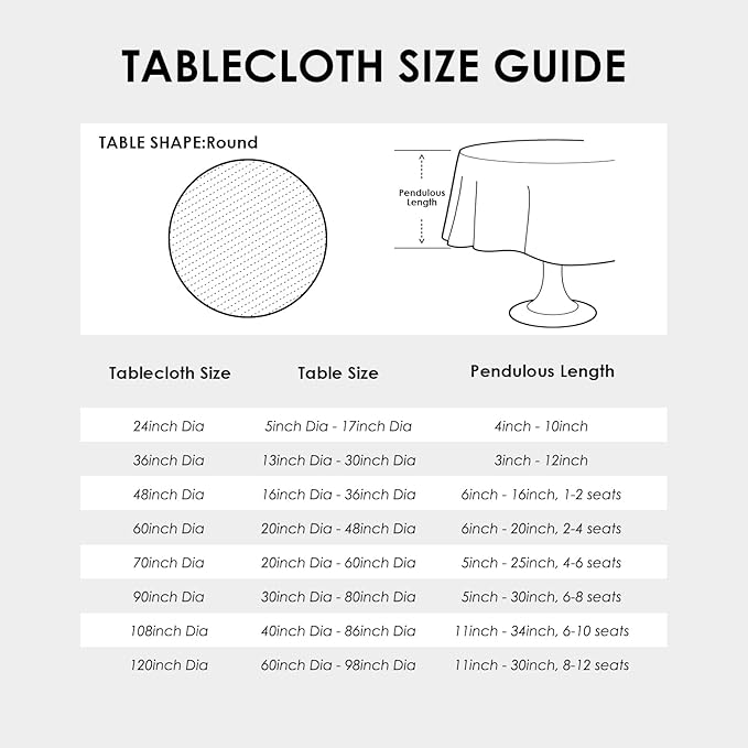 Small Round White Tablecloth 24 Inch Polyester Fabric Washable Table Cover Decorative Wrinkle Resistant Solid Color Table Cloth for Nightstand Party Wedding Camping