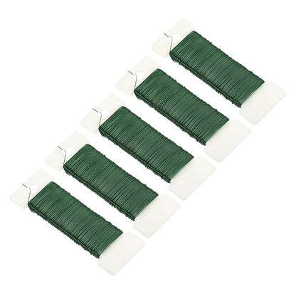 MECCANIXITY 190 Yards/575 Feet 27 Gauge Metal Floral Wire Green Flexible Paddle Thin Floral Wires for Craft, Christmas Wreath, Flower Arrangement, Wedding, Total 5 Roll