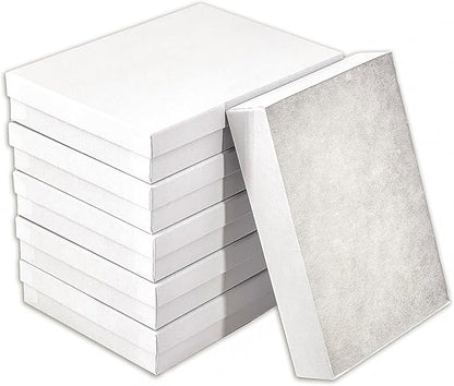 TheDisplayGuys - 25-Pack #53 Kraft Paper Cardboard Gift Boxes/Jewelry Cases w. Cotton Padding & Lid - Matte White - (5.4" x 3.9" x 1.0")