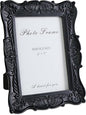 Cuspin 5x7 Black Picture Frame, Vintage Ornate Decorative Hand-Carved Resin Photo Frame with Detailed Design for Tabletop Display or Wall Hanging, Black Home Decor