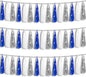 3P Navy-Blue White-Silver Tassel Garland Banner, Tassels Banner Streamers for Parade Floats, Bachelorette, Wedding, Birthday, Halloween, Christmas, Bridal/Baby Shower Party Decorations