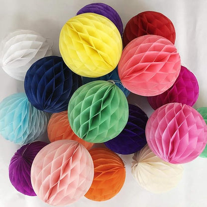 20pcs Honeycomb Flower Balls Party Honeycomb Balls Decoration Paper Flower Balls Tissue Paper Flower Ball Pom Poms Ball for Birthday Wedding Home Decor (6inch, Multi-Color)