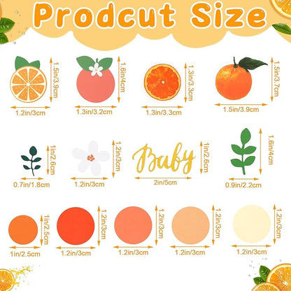 MARFOREVER 500 Pcs Little Cutie Baby Shower Confetti Citrus Decoration Orange Baby Shower Confetti Tangerine Eucalyptus Scatter for Gender Reveal Birthday Party Table Decoration Supplies
