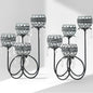 4 Arms Crystal Candelabra Tealight Holder - Tall 15.7 Inch Elegant Centerpiece with Crystal Pendant Bowls & Artistic Metal Stand for Wedding, Dining Table, Home Decor (2, Black)