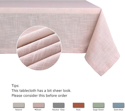 maxmill Lux Faux Linen Tablecloth with Slubby Yarn Textured Weaves Wrinkle Free Anti-Shrink Soft Table Cloth for Kitchen Dining Tabletop for Outdoor and Indoor Use Rectangle 60 x 84 Inch Blush