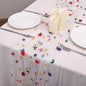 Lvory Floral Table Runner 10 FT, Embroidery Daisy Table Runners Seasonal Sheer Tulle Table Runner for Thanksgiving Wedding Birthday Baby Shower Party ﻿