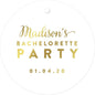 Andaz Press Personalized Round Circle Wedding Gift Tags, Metallic Gold Ink, Bachelorette Party, 24-Pack, Custom Made Any Name, Gold Party Decor