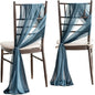 Ling's moment Wedding Chair Sashes Cover Aisle Decorations Draping Fabric Wrinkle-Free with Tie 16 Pcs Dusty Blue & Navy for Party Ceremony Reception Floral Arrangement Banquet Outdoor Decor
