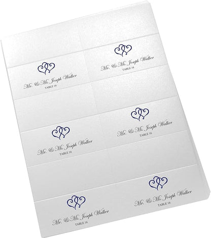 Linked Hearts Printable Place Cards, Navy (Choose Color), Set of 60 (10 Sheets), Laser & Inkjet Printers - Wedding, Party, Dinner, and Special Events - Made in the USA