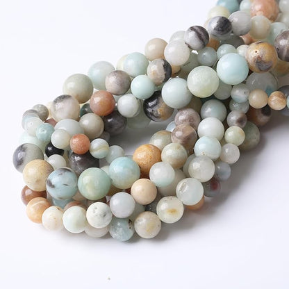 Fancy Stone Beads for Jewelry Making DIY Craft Gemstone Beads Kit (6mm, 60pcs) Smooth Healing Crystal Beads for Bracelets, Necklaces, Home Decor