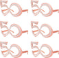 50th Birthday Glasses - 6 Pairs Rose Gold 50 Years Old Glasses with Rhinestones, Funny Plastic Costume Photo Booth Prop