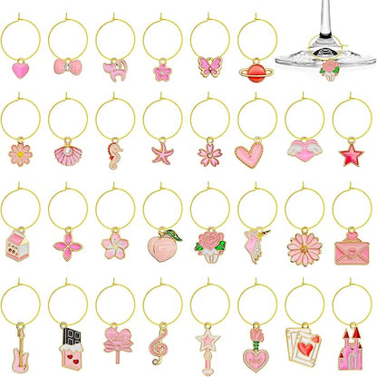 30PCS Wine Glass Charms Identification Markers for Stem Glasses, Wine Tasting Party Favors Holiday Decorations