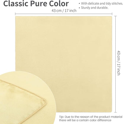 Aneco 16 Pack Square Satin Napkin Bright Silk Table Napkin Soft Smooth Fabric Table Napkin for Wedding Banquet Party Decoration, Champagne, 17 x 17 Inch