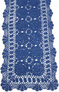 KEPSWET Cotton Handmade Crochet Lace Table Runner Blue Rectangle Coffee Table Dresser Decor (14x60 inch)