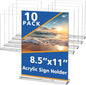 Acrylic Sign Holder,Clear Plastic Sign Holder8.5x11 inches Paper Card T Shape Double Sided Display Stand Picture Frame Desktop Table Menu Signs Office,Store, 10 Pack