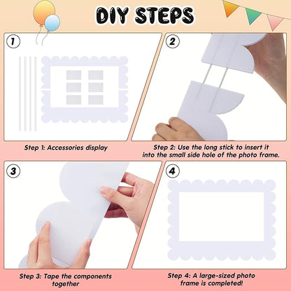 32 x 24 Inch Large Blank DIY Photo Booth Props Picture Frame Party Frame DIY Photo Booth Props Selfie for Birthday, Graduation, Christmas Holiday Party(Classic,Scalloped)