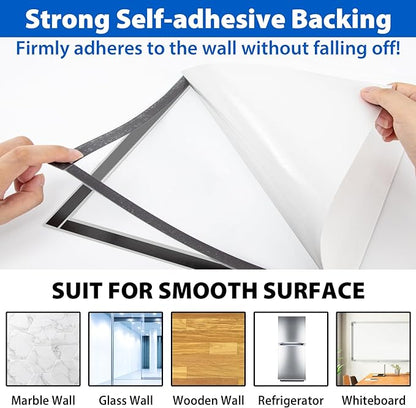 20 Pack Magnetic Sign Holder 8.5 x 11, Self-Adhesive Magnetic Picture Frame & Document Holder for Wall, Door, Fridge, Glass - Double-Sided Magnetic Frame for Poster & Paper Display (Silver)