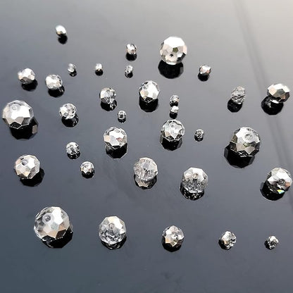 2-10mm Briolette Rondelle 810pcs Half Silver Crystal Glass Beads Faceted Shape Crystal Spacer Beads for Bracelet Necklace Decorative Hand Jewelry Making (2/4/6/8/10mm Half Silver)