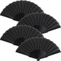HUNANBANG 4 Pieces Folding Hand Fans Church Wedding Gift, Party Favors, DIY Decoration Gift Size9 Wholesale (Black 4pack)
