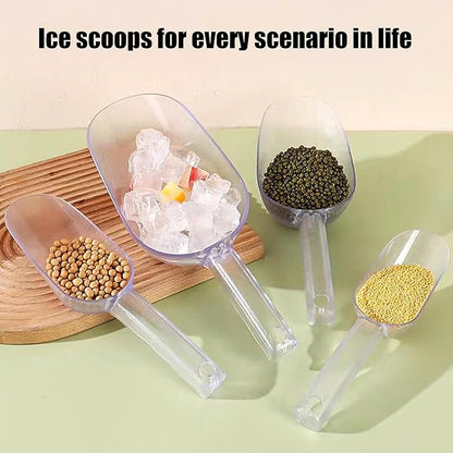 3PCS Clear Plastic Ice Scoop, 48 ounces Alec Ice Scoop, Kitchen Scoop for Ice Bucket Ice, Popcorn, Coffee Beans, Flour (48 oz.)