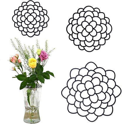 3 Pcs Modern Flower Frog Metal Flower Arrangement Holder Floral Grid Used for Vase Flower Arrangement Art Convenient Stem Holder for Flowers Flower Frog Organizer Metal Lid for Vase (Black)