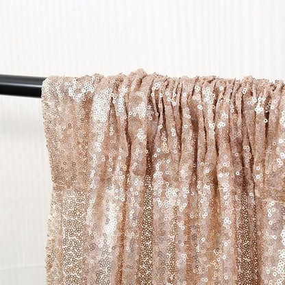 Champagne Sequin Backdrop Curtains, 2 Panels Champagne Blush Sequin Backdrop, 2FTx8FT Sequin Curtains for Party Wedding Sequence Backdrop