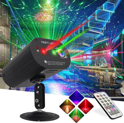 Party Lights,LED Disco Strobe Light,RGB Sound Activated with Remote Control Stage Lights,DJ Light Various Patterns Projector Effect for Bar Club Birthday Parties Christmas Holiday Decorations