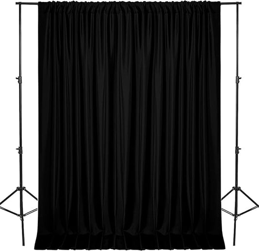 DWCN 10x8 FT Black Backdrop Curtains for Parties, Photography Backdrop Drapes with Rod Pockets for Wedding Decorations Stage Birthday Family Gatherings, 2 Panels 5ft x 8ft