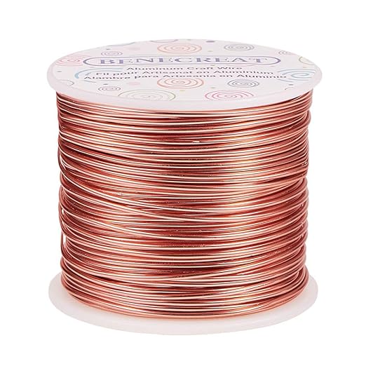 BENECREAT 15 Gauge 220FT Aluminum Jewelry Craft Wire - Anodized Metal Beading Wire for Floral Craft, Gem Wrapping, Necklace & Bracelet Making - Copper Tone
