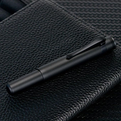 Hongdian M2 Black Forest Mini Fountain Pen, Medium Soft Nib & Sleek Shape Aluminium Short Pocket Travel Pen (Matte Black)
