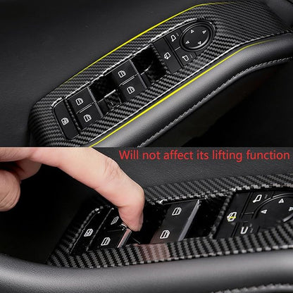 4pcs Carbon Fiber Style Front Rear Doors Window Glass Lift Switch Panel Cover Decorative Sticker Protection Car Interior Accessories for Mazda 3 2020-2025 KT12