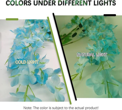 5 Pack Lake Blue Wisteria Hanging Flowers Garland, 3.77 Feet Artificial Flower Vines, Fake Wisteria, Artificial Vines Hanging Garland for Backdrop Outdoor Yard Garden Decor