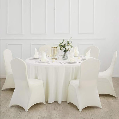 Ascoza 2pack 108 Inch Ivory Round Tablecloth in Polyester Fabric for Wedding/Banquet/Restaurant/Parties