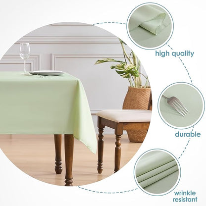 VidaFete Tablecloth 2 Pack 60 * 102inch Rectangle Table Cloth Polyester, Stain Wrinkle Resistant Polyester Dining Table Cover for Kitchen Dinning Party Wedding Tabletop Buffet Decoration(Sagegreen)