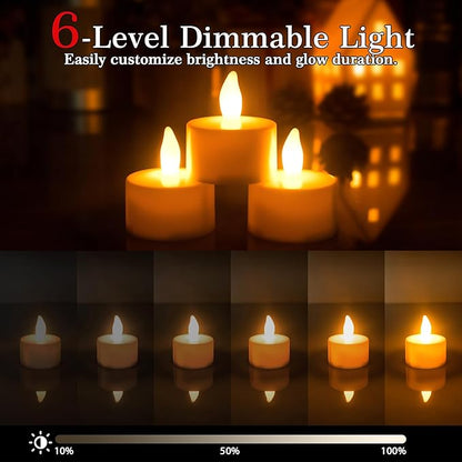 HL Flameless Candles with Remote & Charging Base,6pcs 50+Hours Rechargeable Battery Operated Tea Lights Timer Candles, LED Votive TeaLights Yellow Light for Halloween Christmas Table Centerpiece